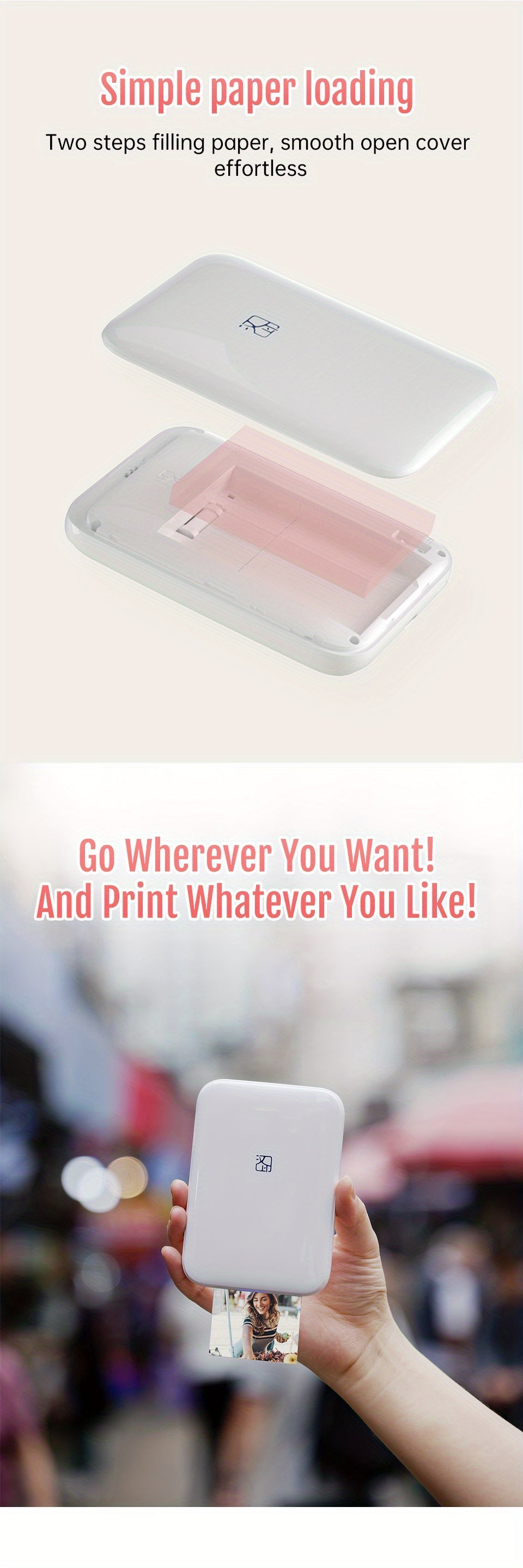 Draagbare draadloze minifotoprinter voor smartphones