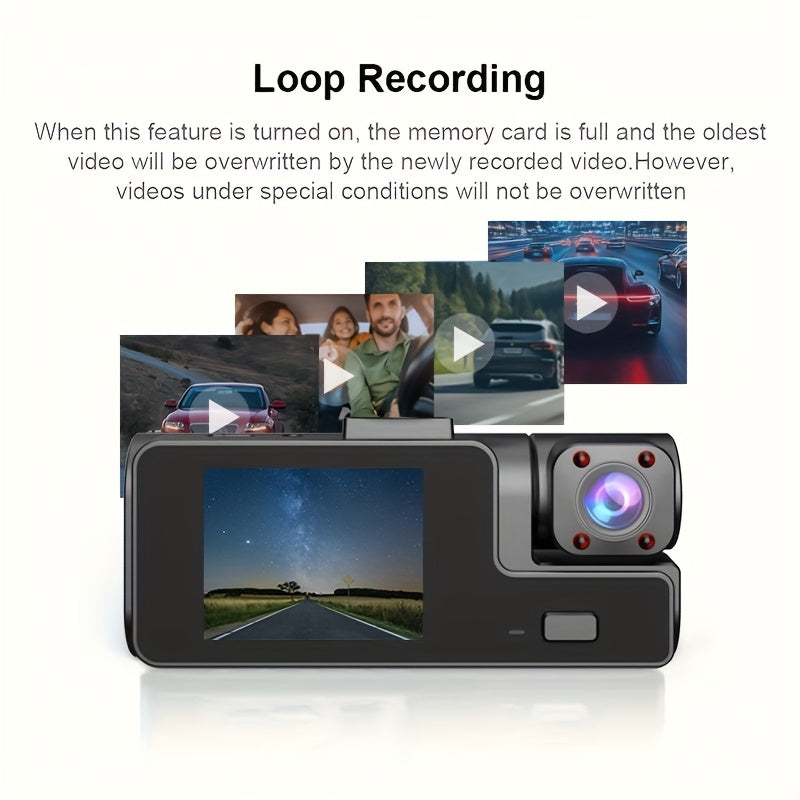 1080p dubbele dashcam voor weg en interieur