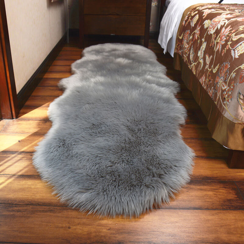 Vloerkleed van imitatie schapenvacht - Suède antislip