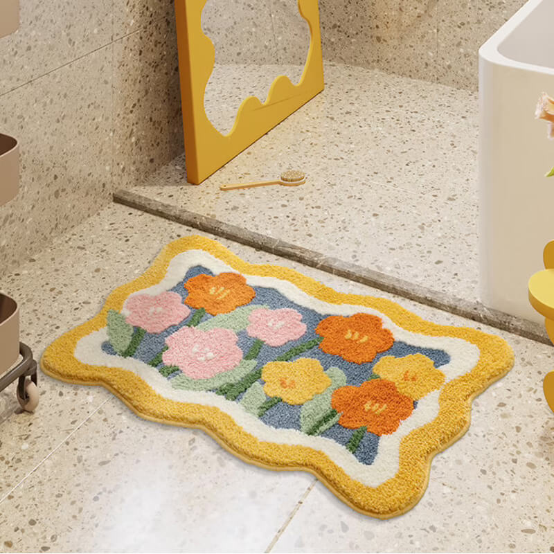 Bloemenbadmat - Microvezel polyester met PVC antislip