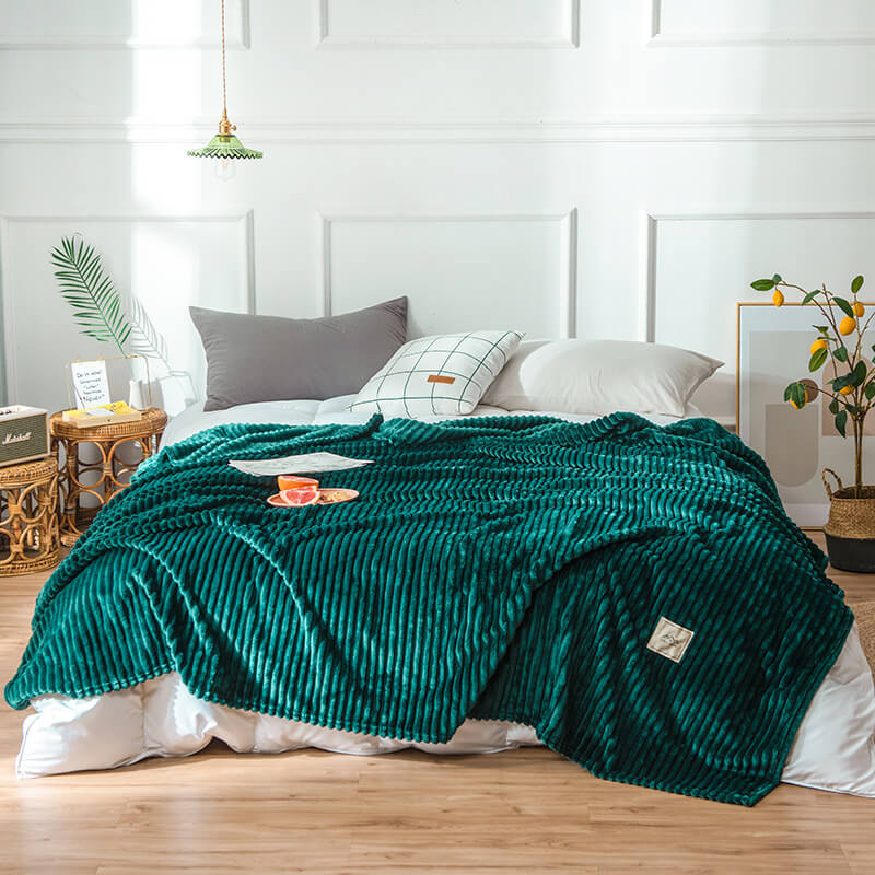 Gestreepte pluche plaid - Zacht polyester microvezel fleece
