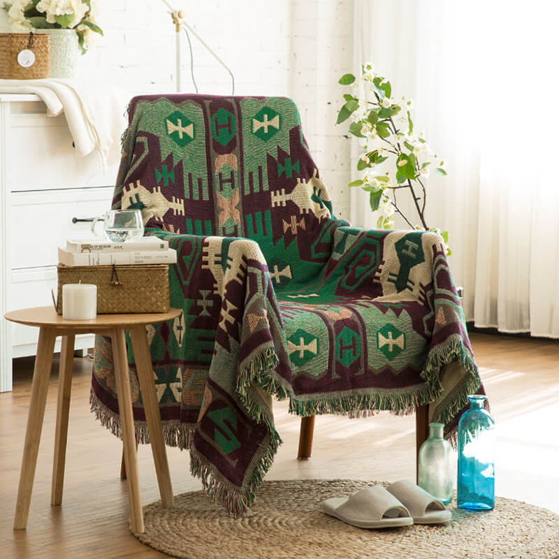 Bohemian gebreide plaid - Omkeerbaar met kwastjes
