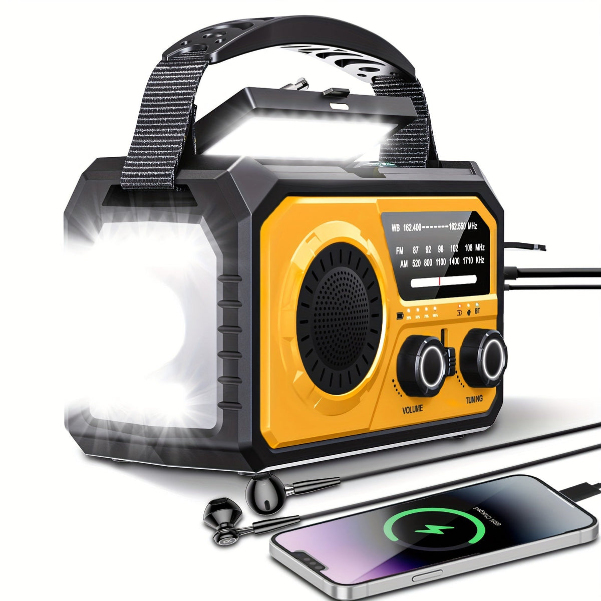 Noodradio met 16.000mAh-powerbank, zonnepaneel en handslinger