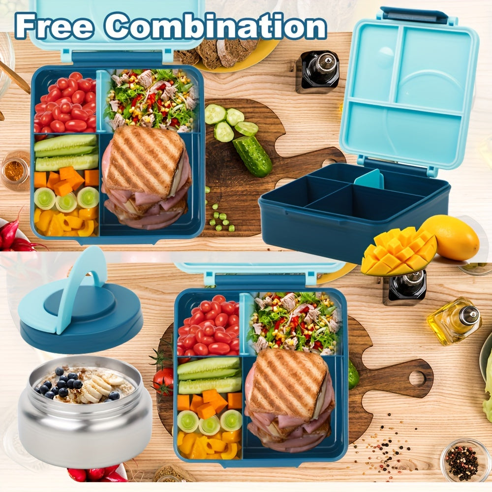 Bento lunchbox met 4 vakken en geïsoleerde drinkfles
