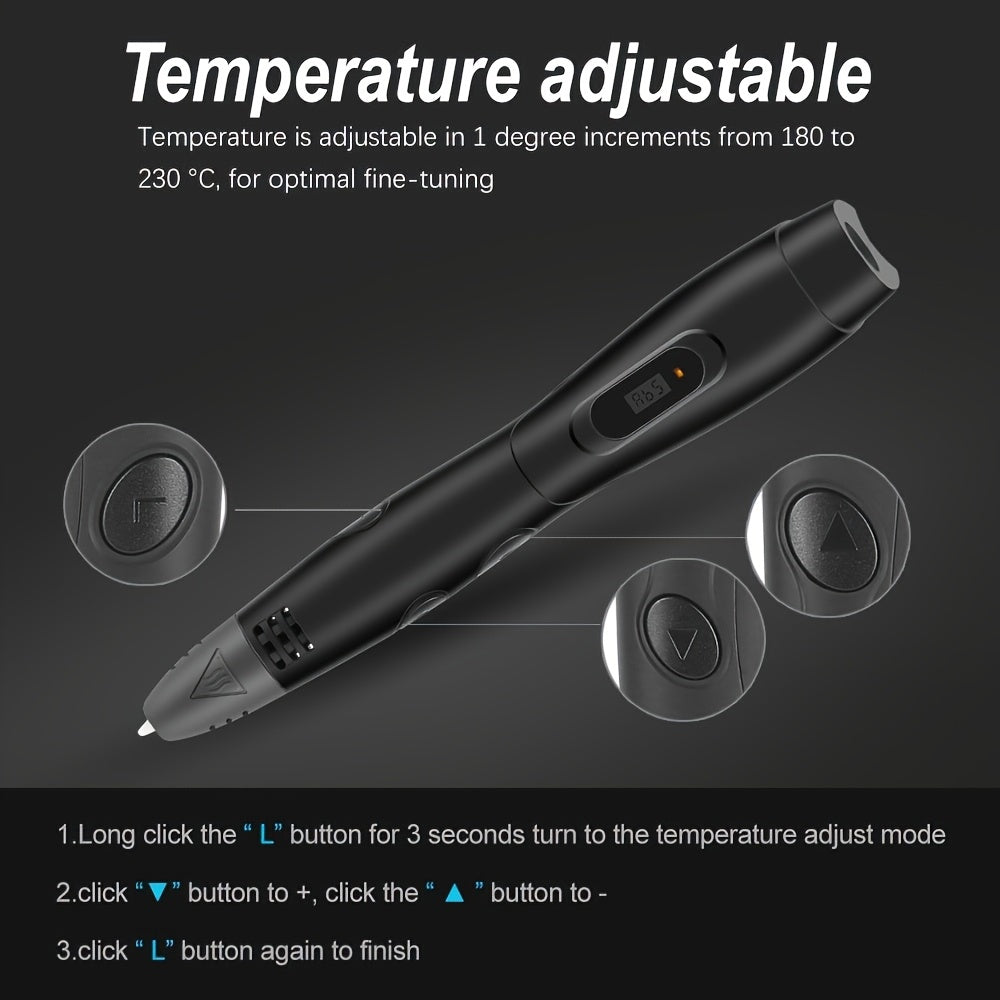 3D-pen set met 6 snelheden en 12 kleuren PLA