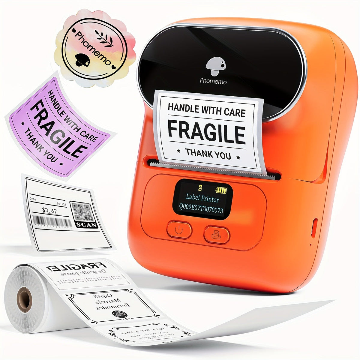 Draagbare draadloze labelmaker met één labelrol
