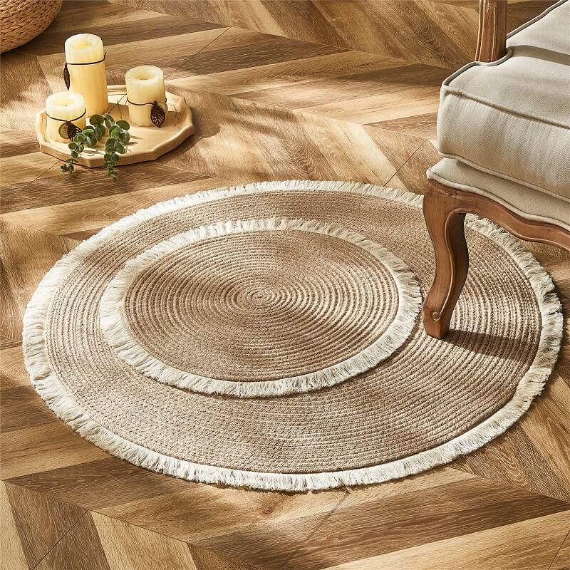 Rond jute vloerkleed - Omkeerbaar gevlochten ontwerp