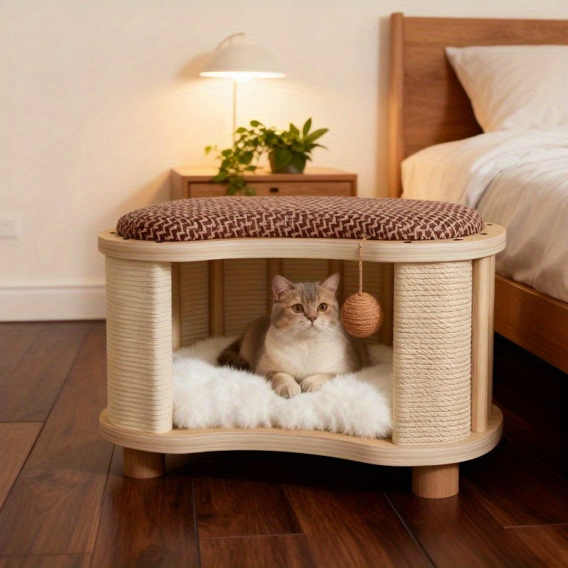 Houten Kattenbed in Krukmodel met Demonteerbaar Ontwerp