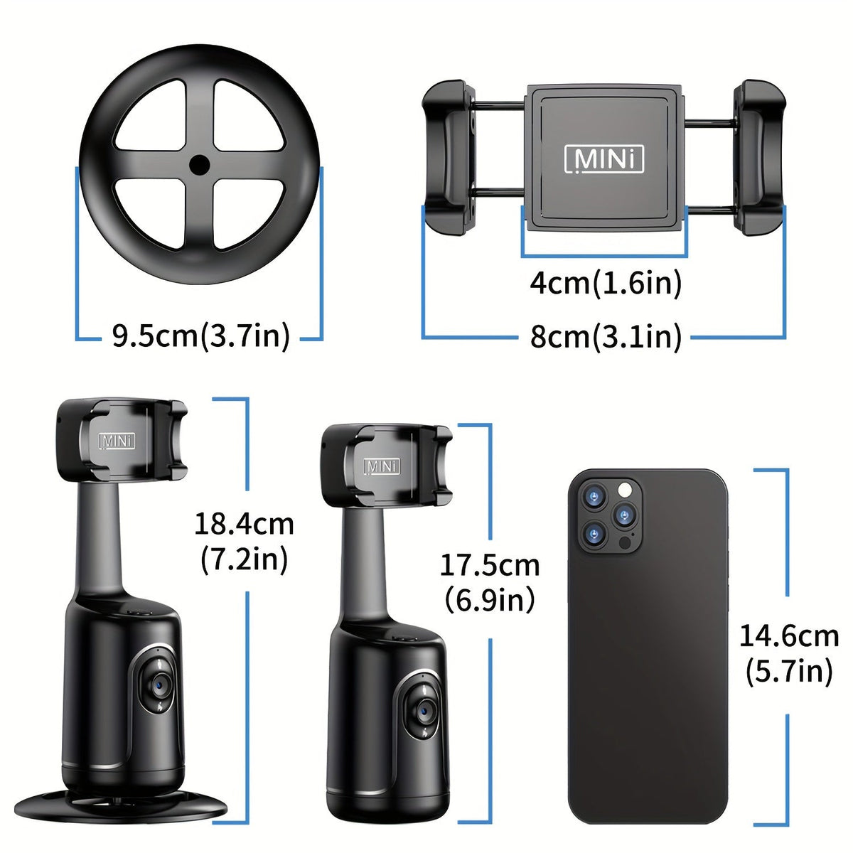 Automatisch volgende telefoonhouder met 360° rotatie