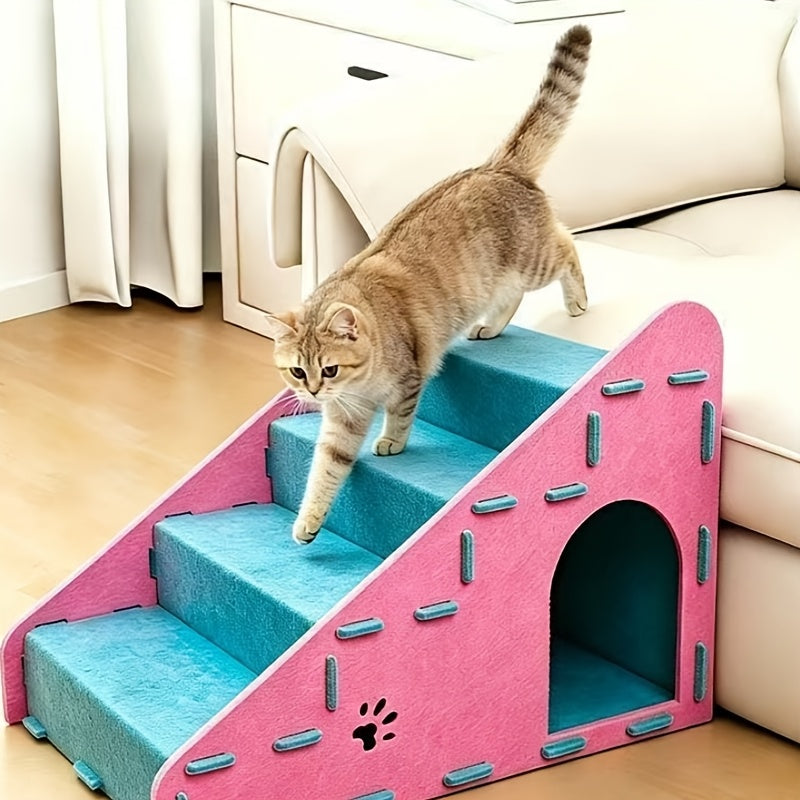 3-in-1 Huisdiertrap met Kattenbed en Krabvlak