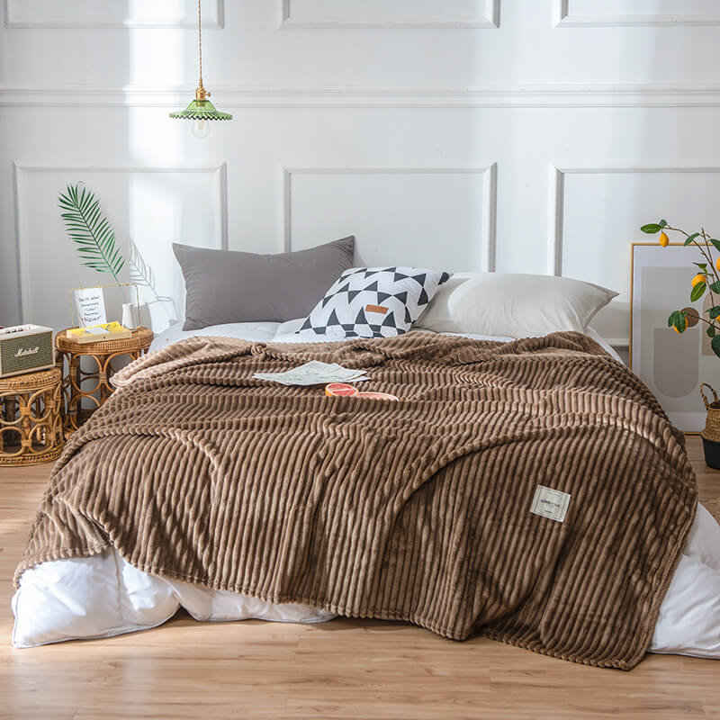 Gestreepte pluche plaid - Zacht polyester microvezel fleece