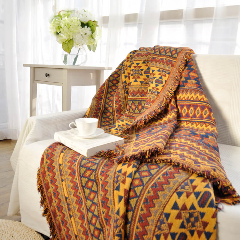 Bohemian gebreide plaid - Omkeerbaar met kwastjes