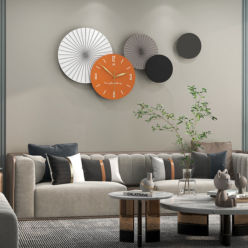 Moderne decoratieve wandklok - Metaal en MDF met stil uurwerk