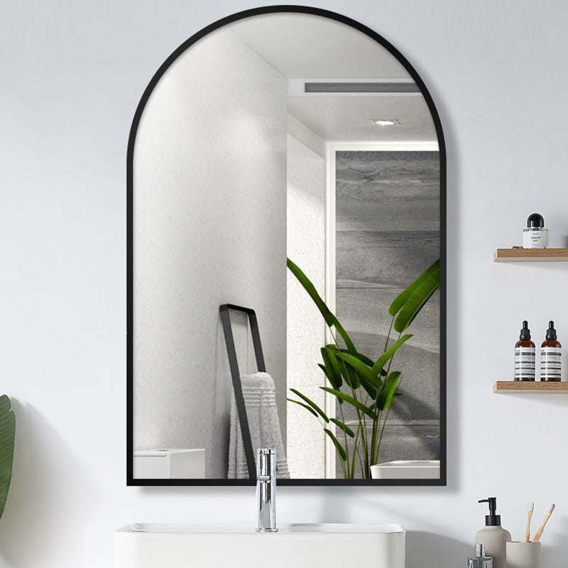 Boogvormige wandspiegel - Aluminium frame en gehard glas