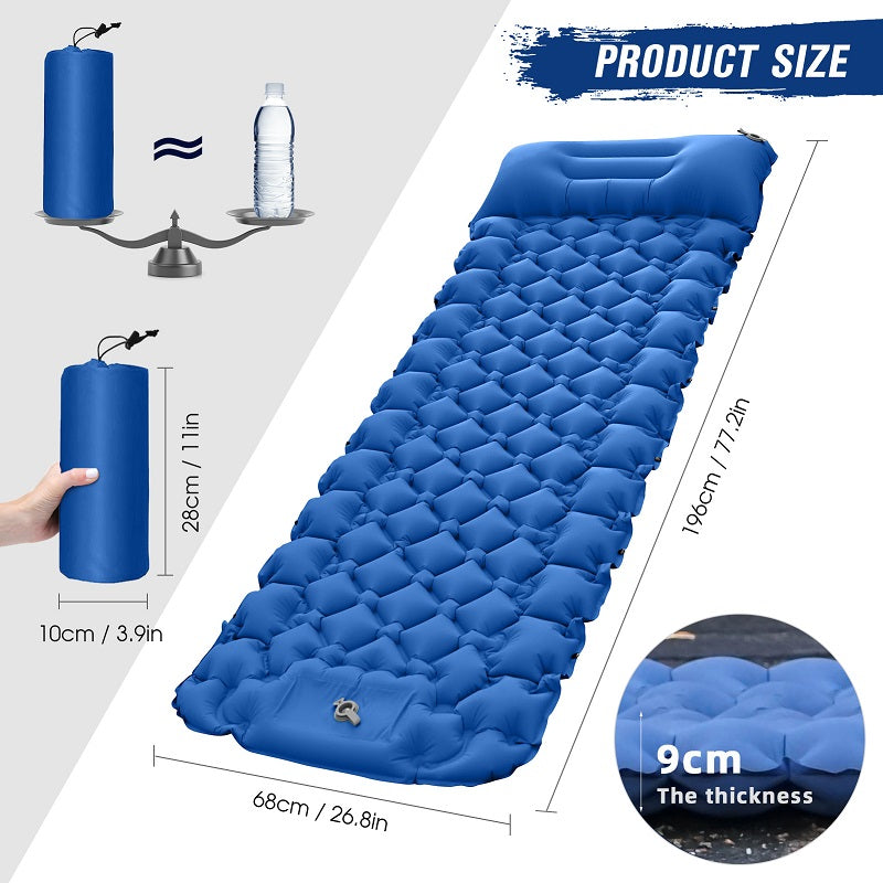 Opblaasbare Campingmat met Voetpomp en Geïntegreerd Kussen