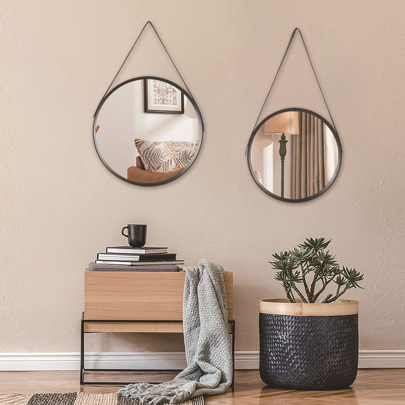 Ronde hangspiegel - Metalen frame met ophangriem 40-70 cm