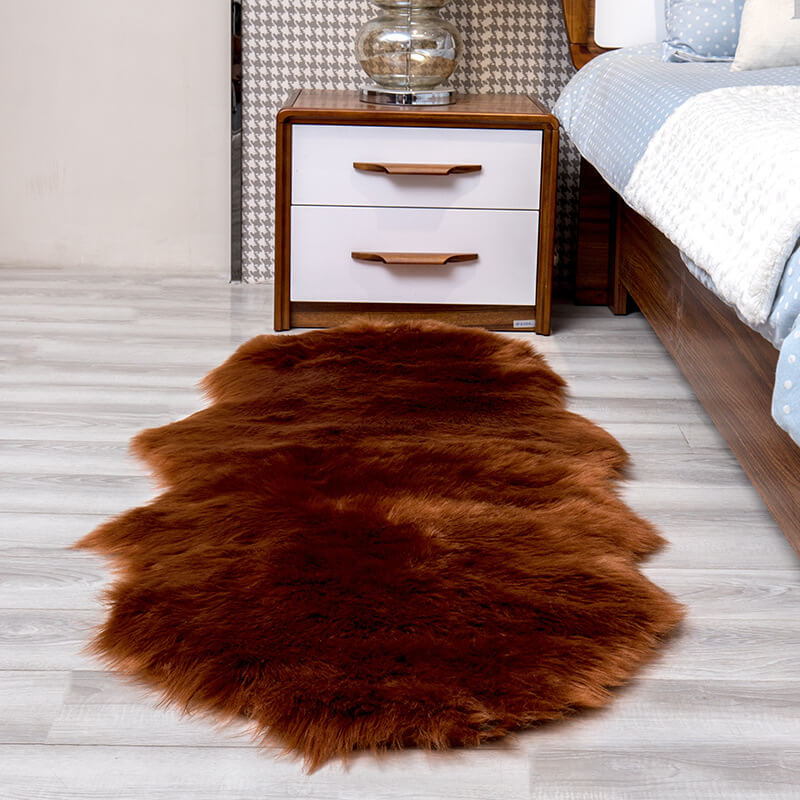 Vloerkleed van imitatie schapenvacht - Suède antislip