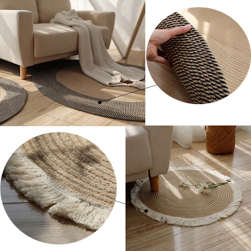 Rond jute vloerkleed - Omkeerbaar gevlochten ontwerp