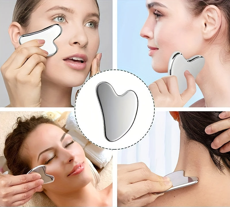 Roestvrijstalen gua sha-tool voor gezicht en lichaam
