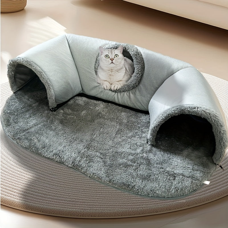 3-in-1 Kattentunnel, Kattenbed en Speelhuis