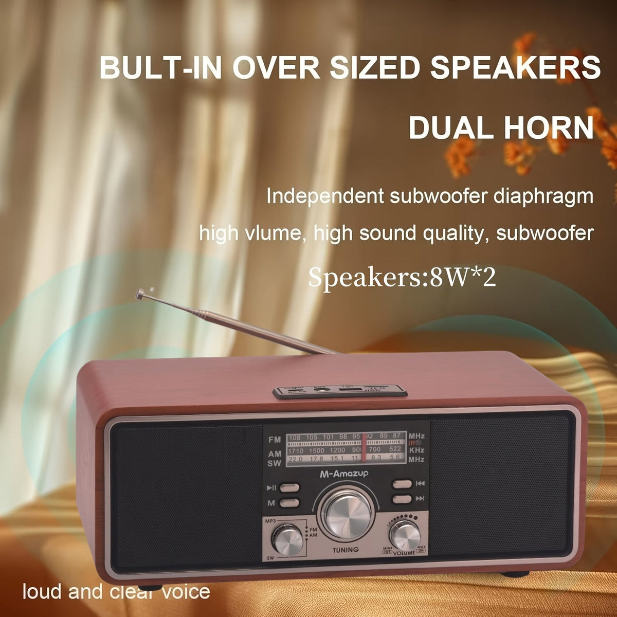 Vintage draadloze radio-luidspreker met AM, FM en korte golf