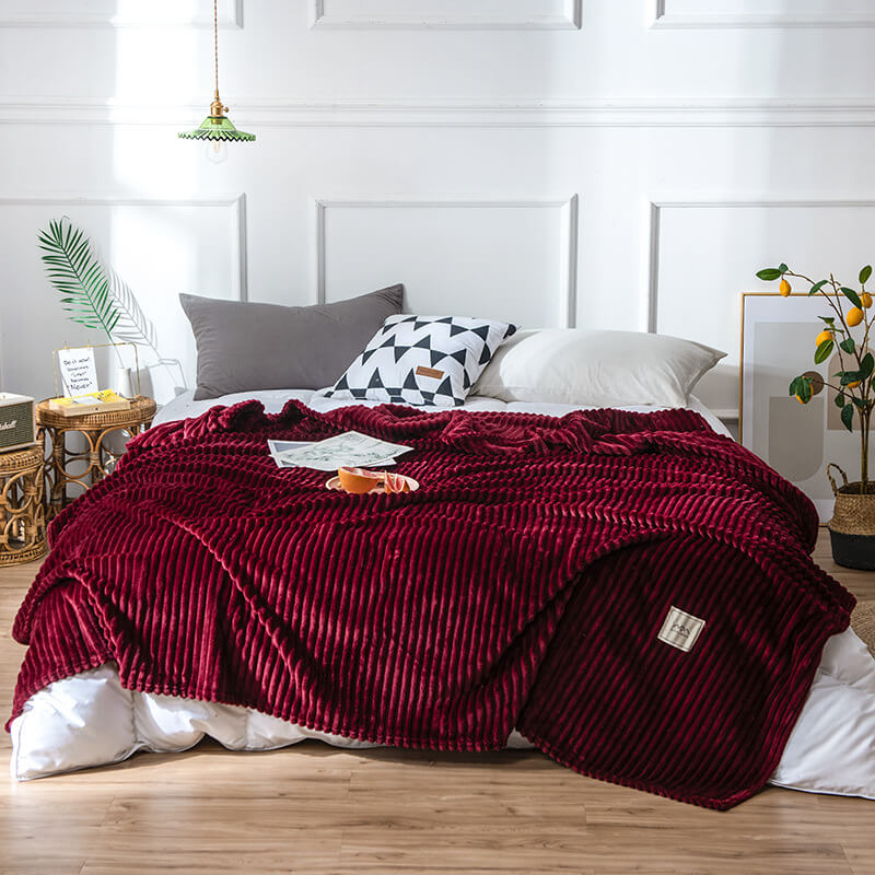 Gestreepte pluche plaid - Zacht polyester microvezel fleece