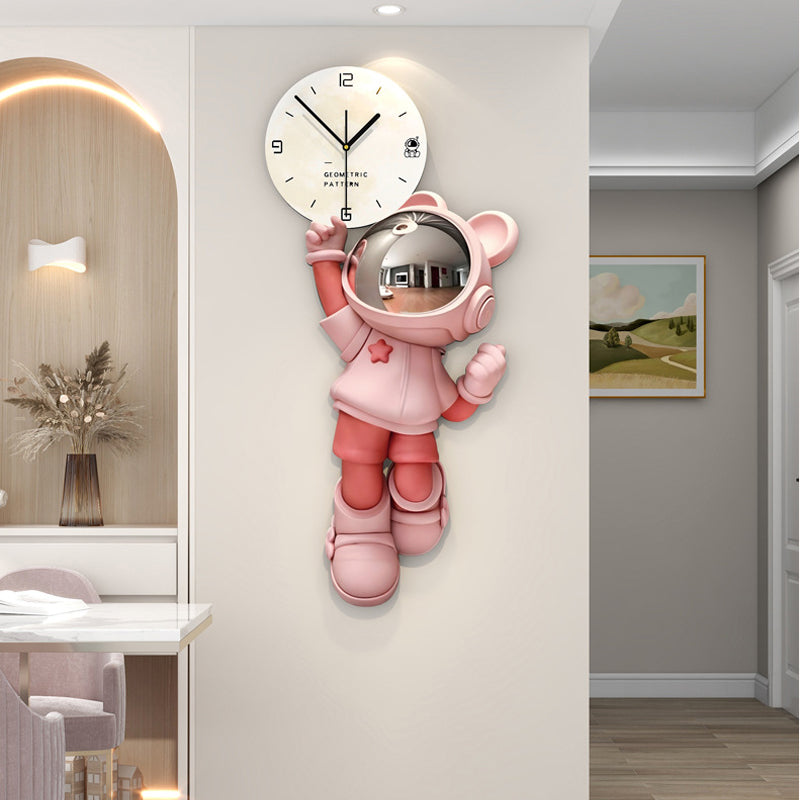 Astronauten wandklok - MDF ontwerp met stil uurwerk