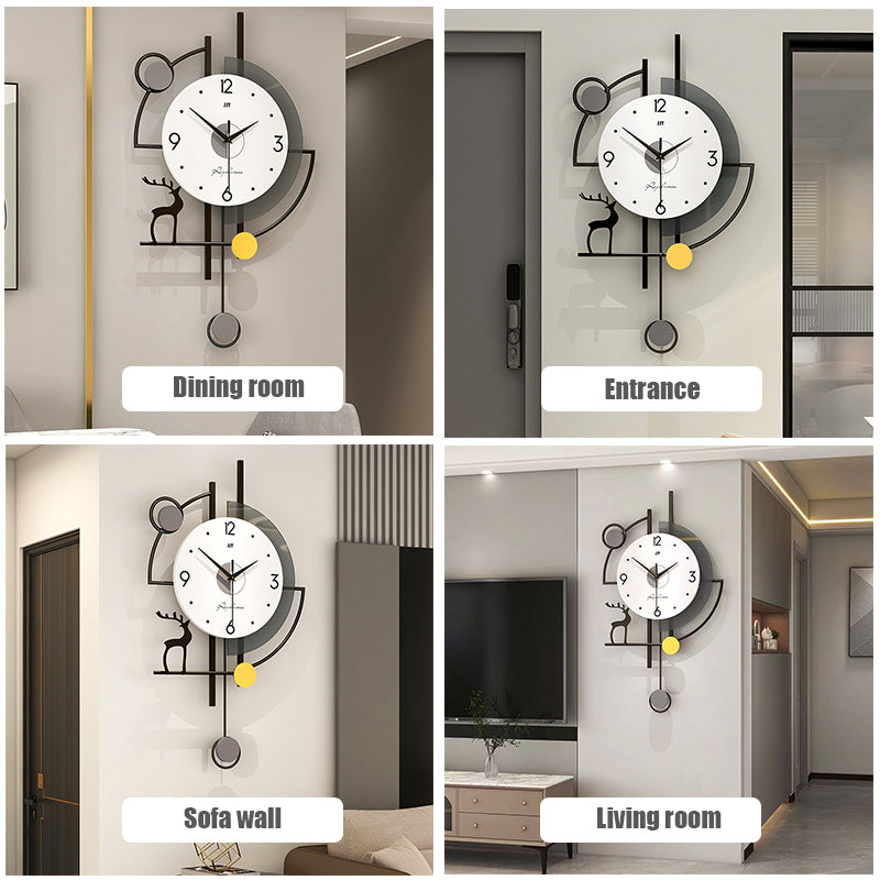 Decoratieve wandklok - IJzeren frame met stil uurwerk