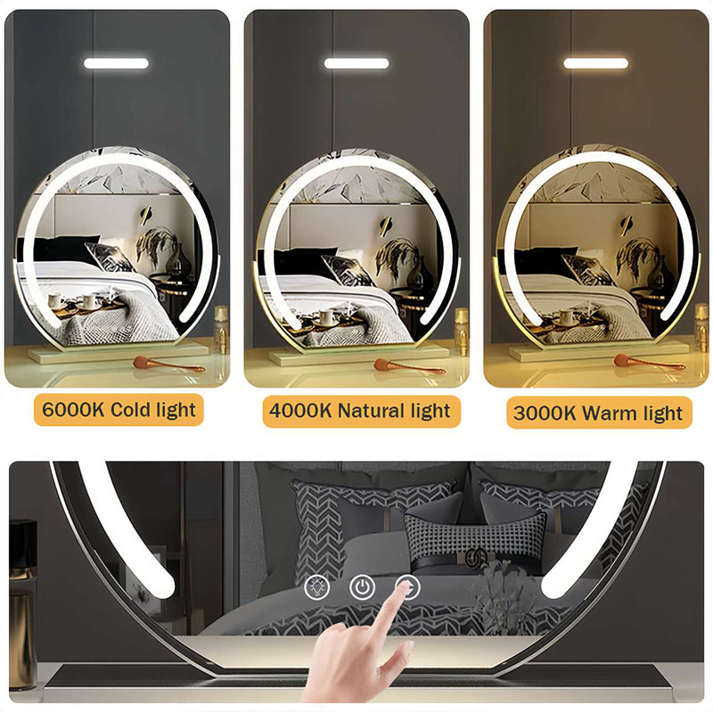 Ronde LED make-upspiegel - 3 lichtstanden en touchdimmer