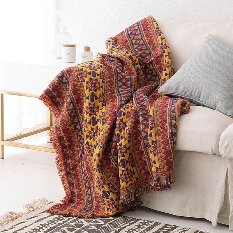 Bohemian gebreide plaid - Omkeerbaar met kwastjes