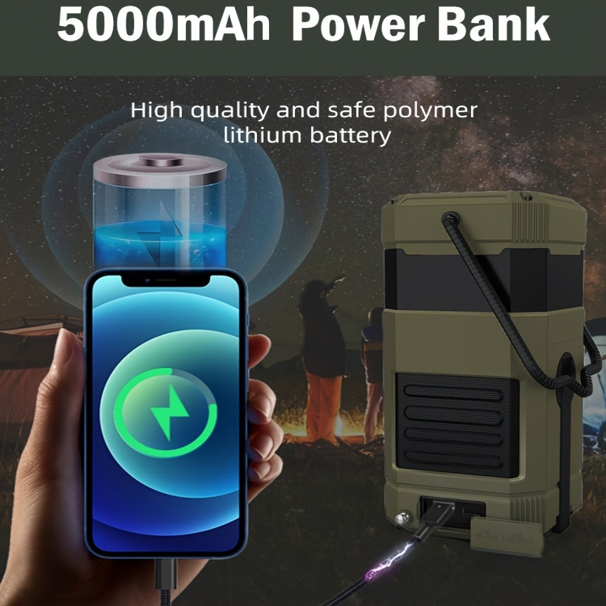 Noodradio met campinglamp, zonnepaneel en 5000mAh-powerbank