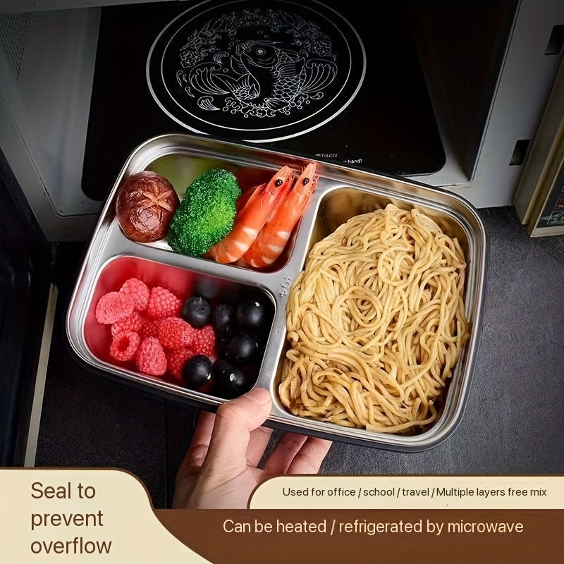 Roestvrijstalen lunchbox met 3 compartimenten