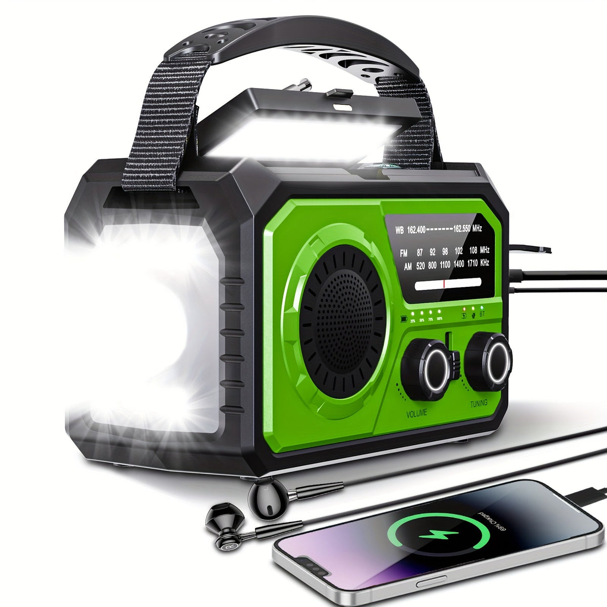 Noodradio met 16.000mAh-powerbank, zonnepaneel en handslinger