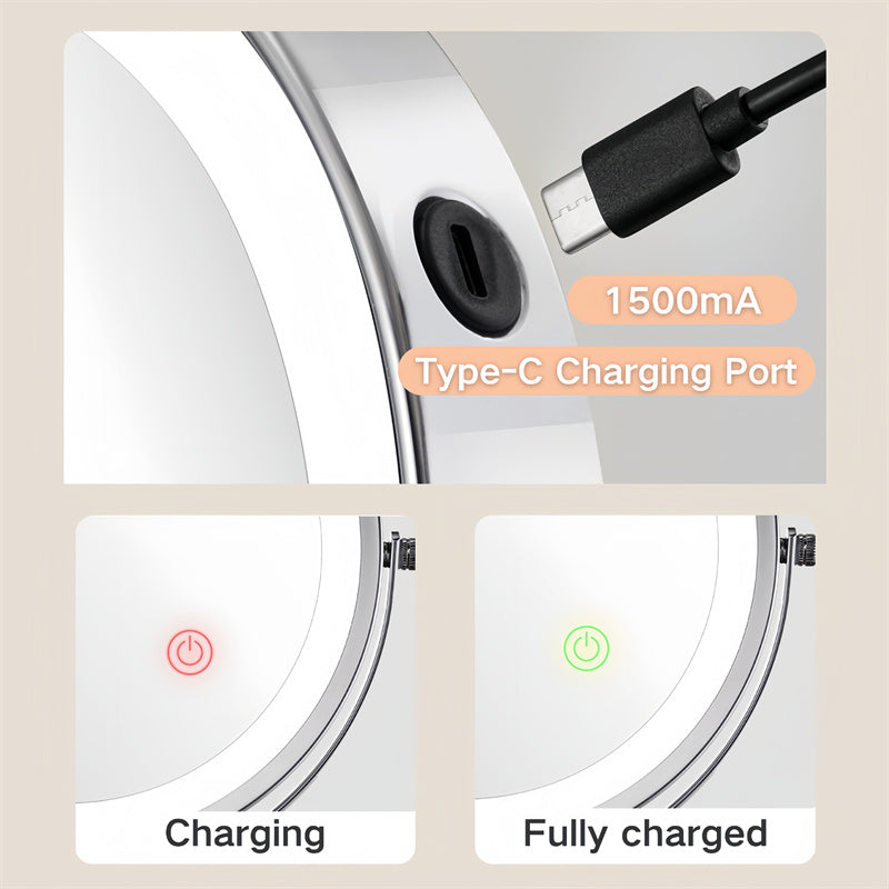 Scheerspiegel voor wandmontage - 1X/10X LED met 3 lichtstanden
