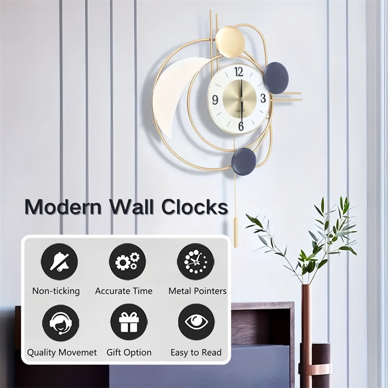 Metalen wandklok - Stil uurwerk met slingerend ontwerp