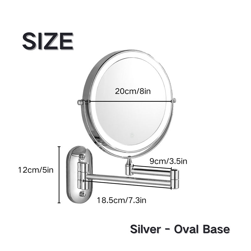 Scheerspiegel voor wandmontage - 1X/10X LED met 3 lichtstanden
