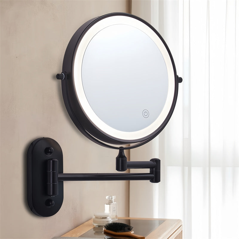 Scheerspiegel voor wandmontage - 1X/10X LED met 3 lichtstanden