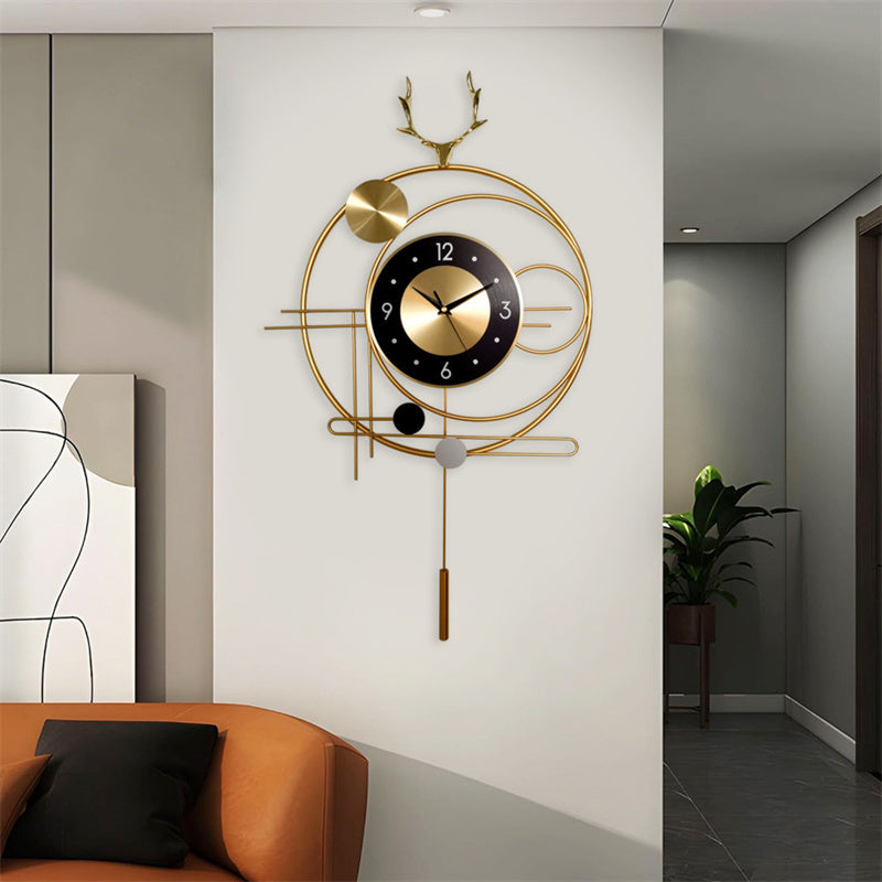 Metalen wandklok - Stil uurwerk met slingerend ontwerp
