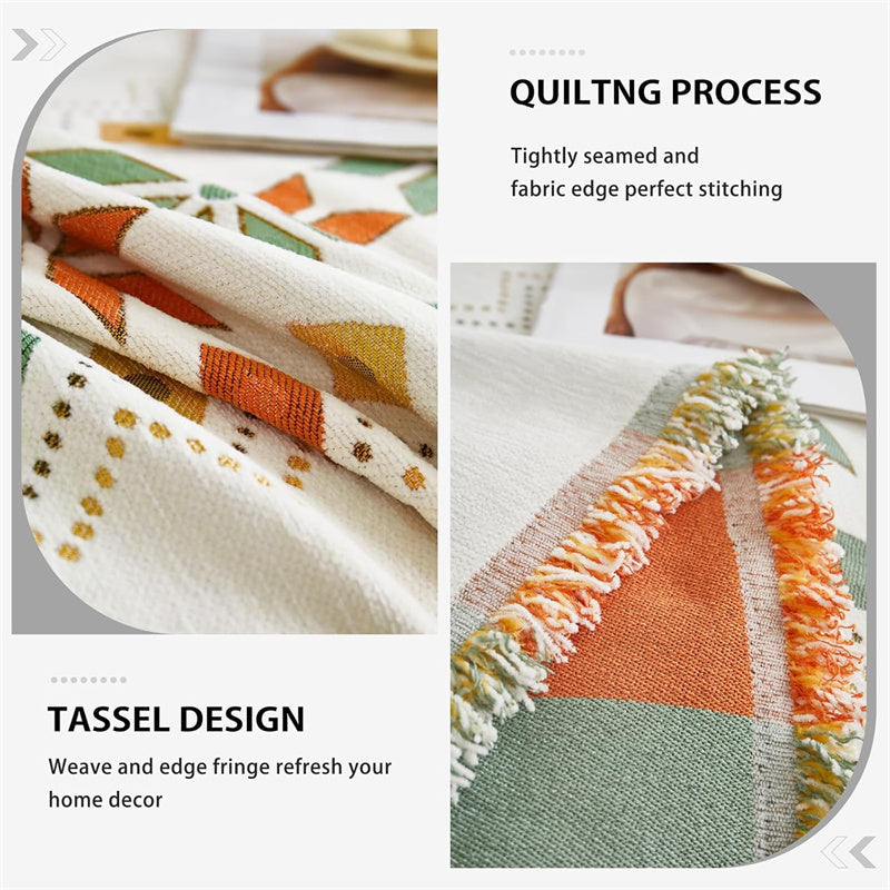 Omkeerbare chenille bankhoes - Boho plaid met franjes