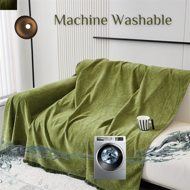 Waterafstotende chenille bankhoes - Visgraat met kwastjes