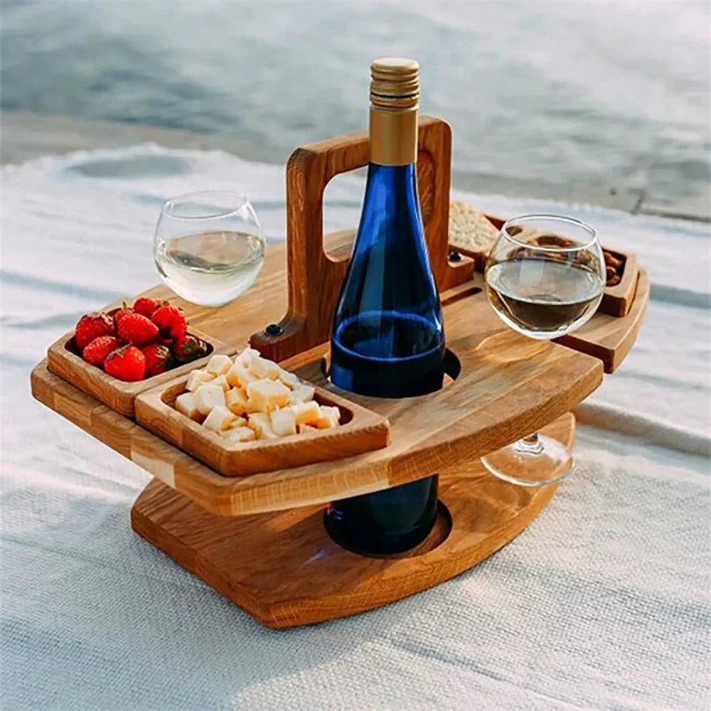 Houten picknicktafel - Opvouwbare wijn- en snacktafel