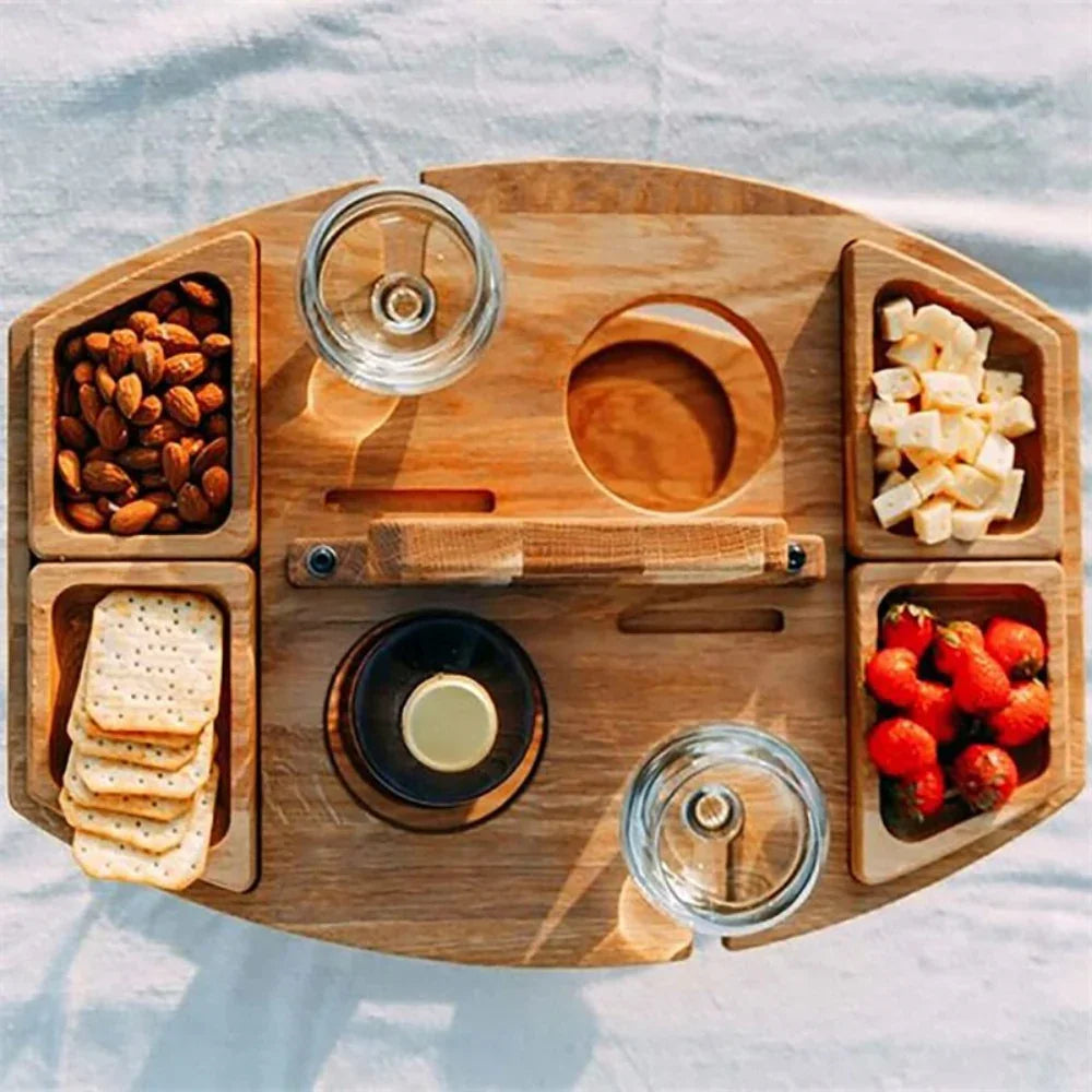 Houten picknicktafel - Opvouwbare wijn- en snacktafel