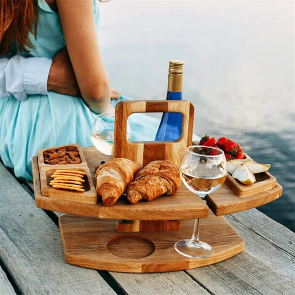 Houten picknicktafel - Opvouwbare wijn- en snacktafel