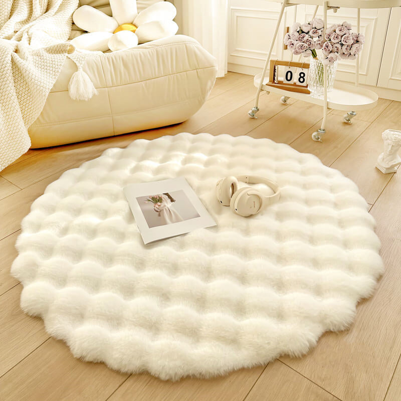 Rond vloerkleed van imitatie konijnenbont - 100-180 cm