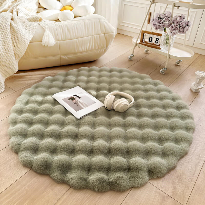 Rond vloerkleed van imitatie konijnenbont - 100-180 cm