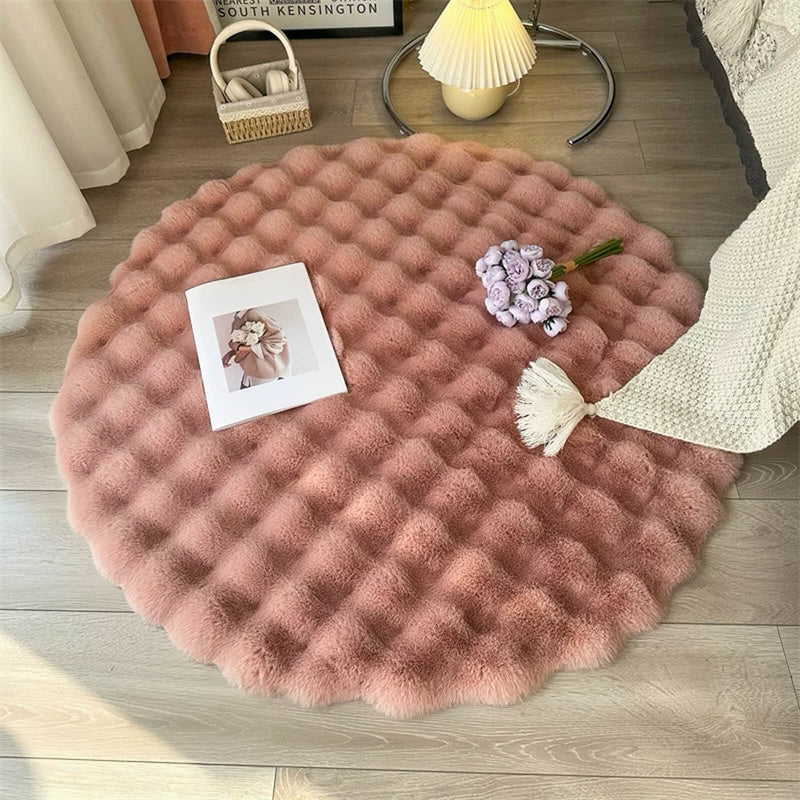 Rond vloerkleed van imitatie konijnenbont - 100-180 cm