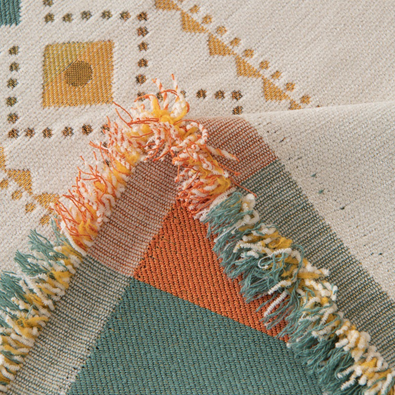 Omkeerbare chenille bankhoes - Boho plaid met franjes