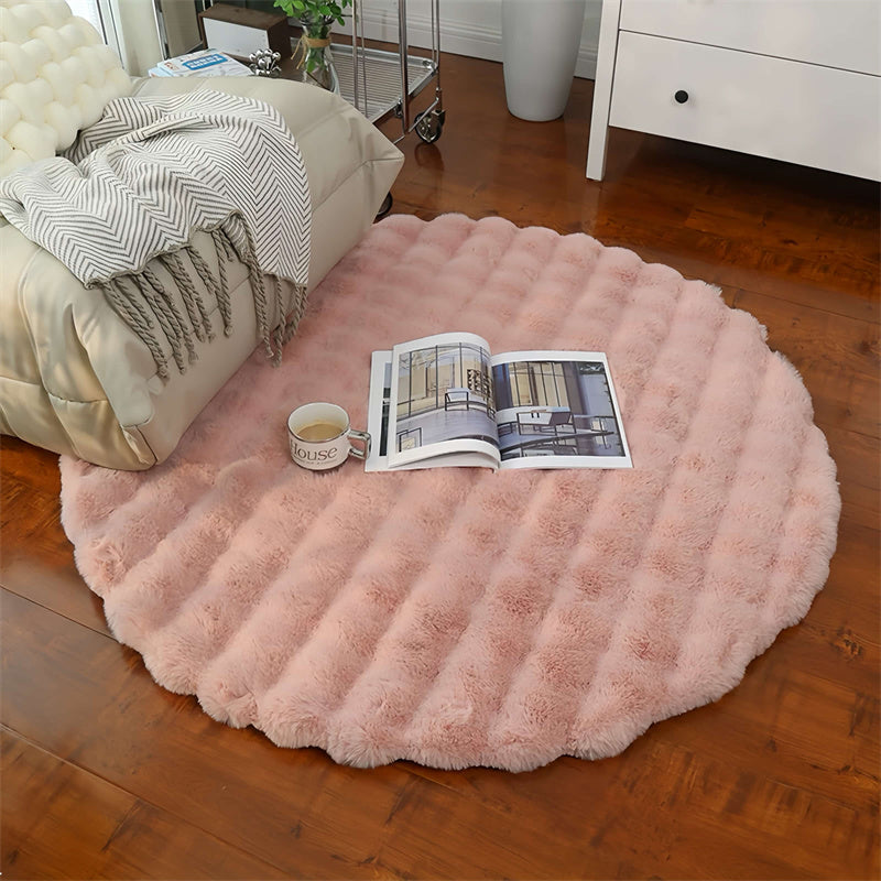 Rond vloerkleed van imitatie konijnenbont - 100-180 cm