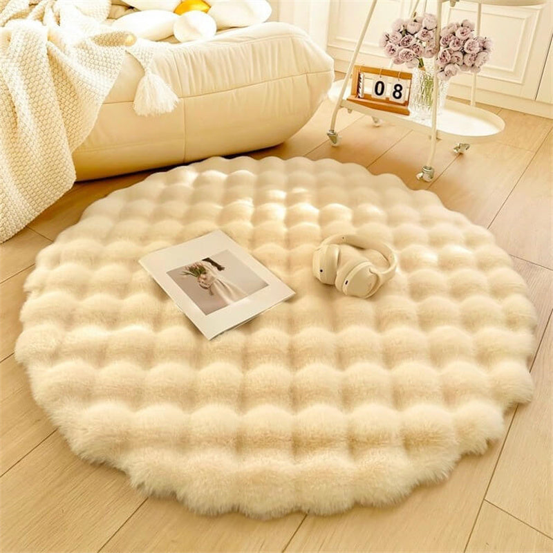 Rond vloerkleed van imitatie konijnenbont - 100-180 cm