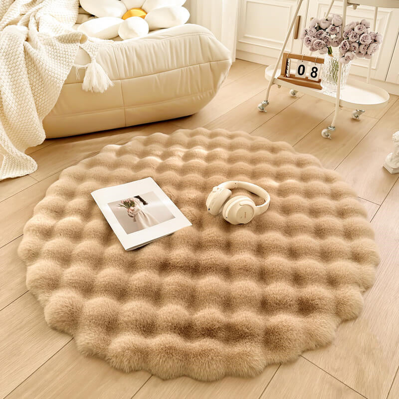 Rond vloerkleed van imitatie konijnenbont - 100-180 cm
